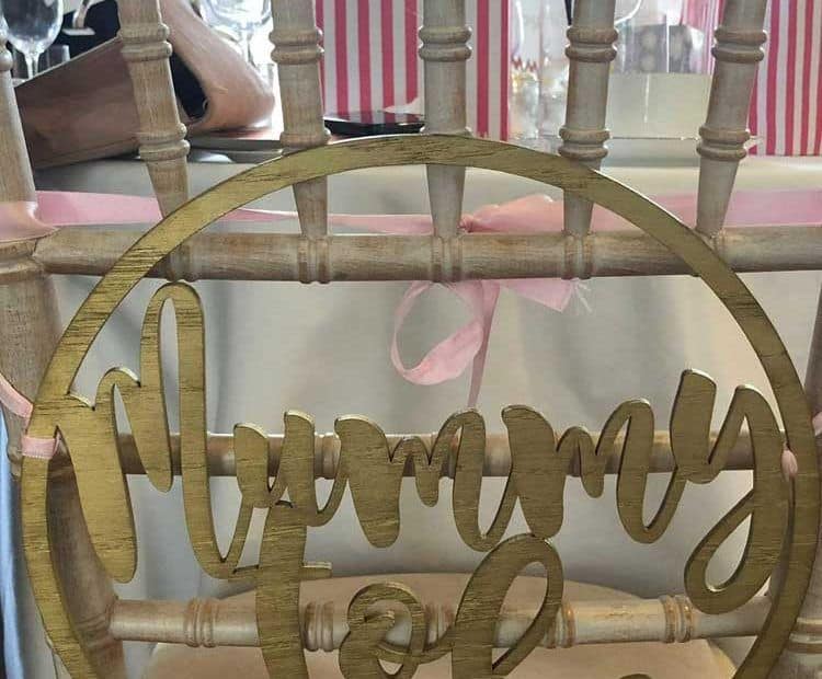 A mummy-to-be themed chair available for decoration hire.