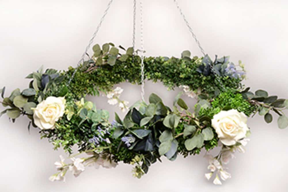 Floral chandelier wedding