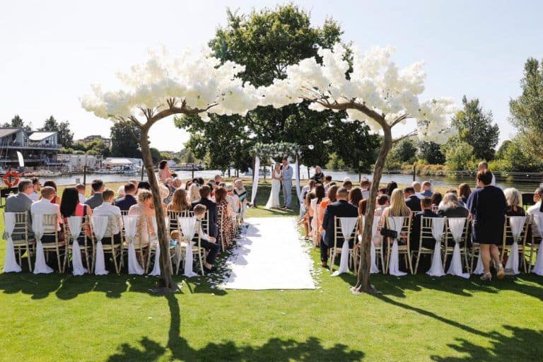 12ft white blossom wedding tree arch hire