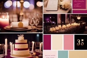 Burgundy and gold wedding color palette.