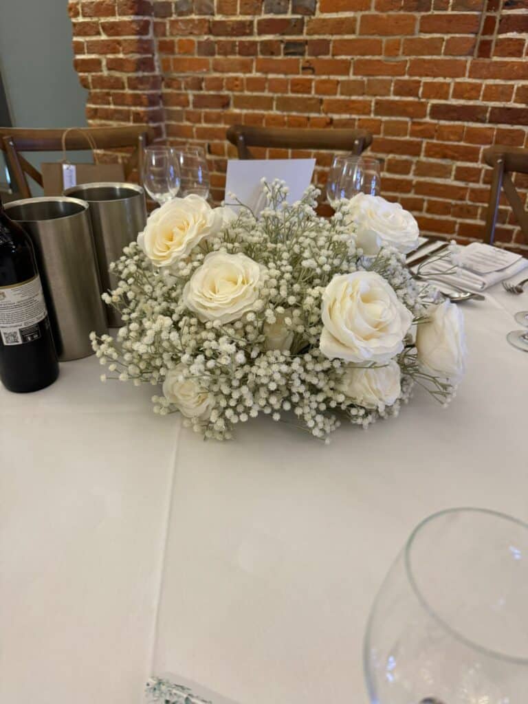 Ivory Rose & Gypsophila Centrepiece Hire